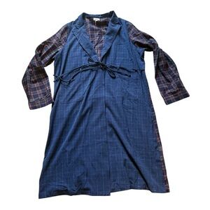Light weight blue and plaid long COC Clothing obsessed Company coat